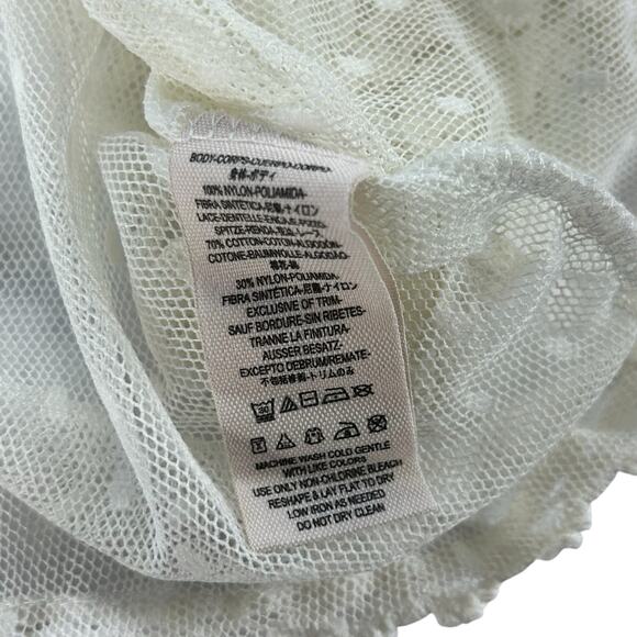 Free People Lace Top Women Sze Medium Ivory White Boho Romantic Sheer Dot Blouse - Picture 11 of 14